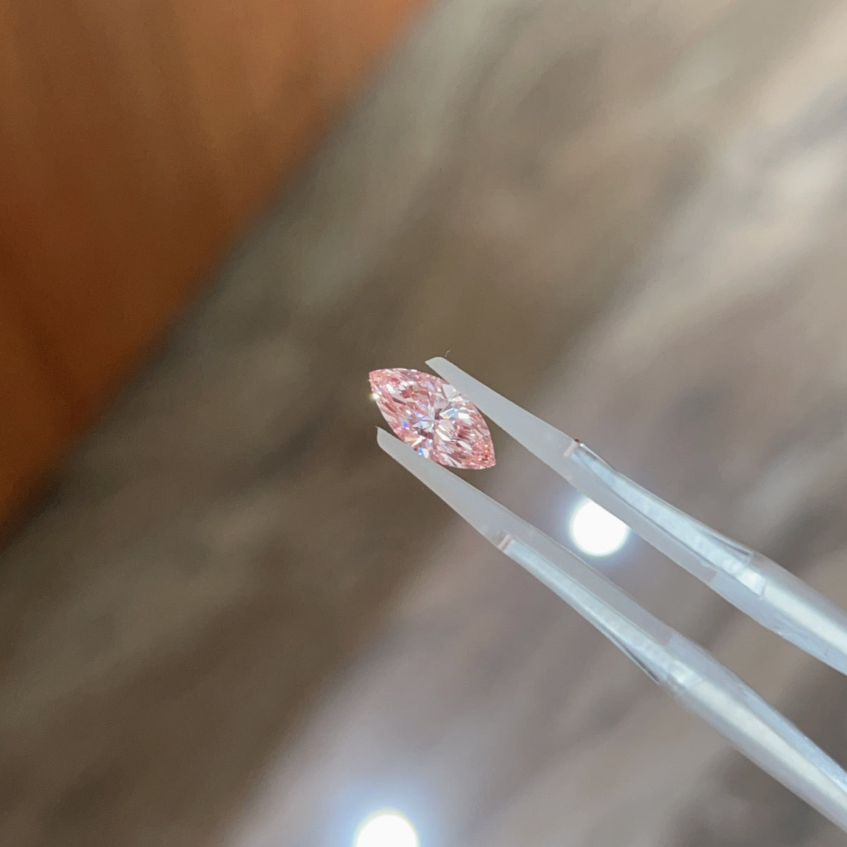 Retainer for Beans Low East West Setting Pinky Ring 14K solid white gold FVP(Fancy Vivid Pink)/VS1 2EX cutting IGI#799624481 US Size 8
