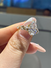Deposit For Sandra 14k white gold pear cut E/vs1 main stone 3.01ct side stone 0.93ct customize