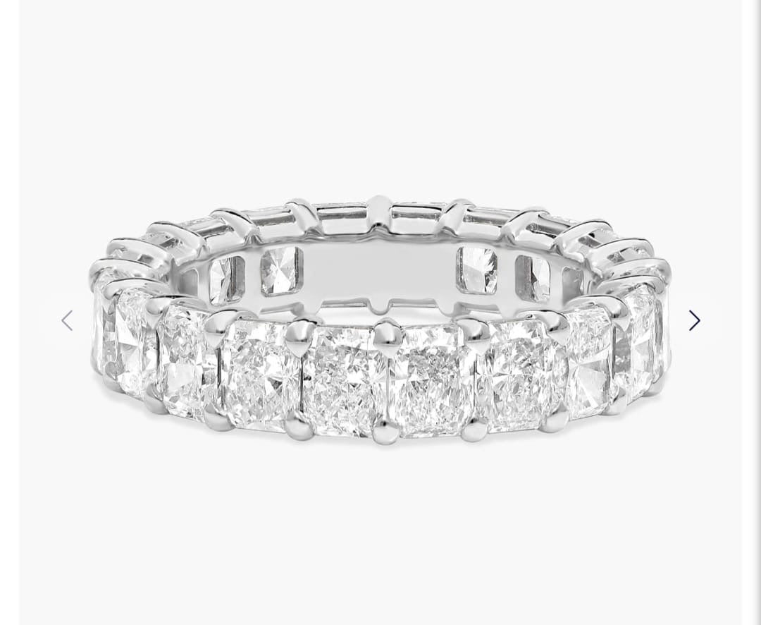 For Jay//Radiant Cut Full Eternity Diamond Band Ring//18K Solid white gold//20 Radiant Cut diamonds for total 4ct (20 points per)//D-E/VS-VVS//US Size 4.5