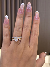 For Jazzy, Deposit for Bridal Set, 3ct Oval Solitaire with Hidden halo , D/VVS2 + two Half Eternity marquise bands in 18K yellow gold
