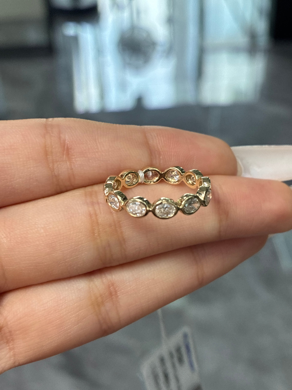 Final payment for Jacquelene 14k white gold, 2bands, 1.33ct for the oval band, 1.45ct for the emerald band, size 6