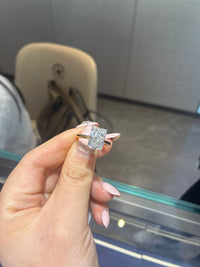 The remain balance for Devon, 14k gold emerald cut 3carat two tone, E/VVS2