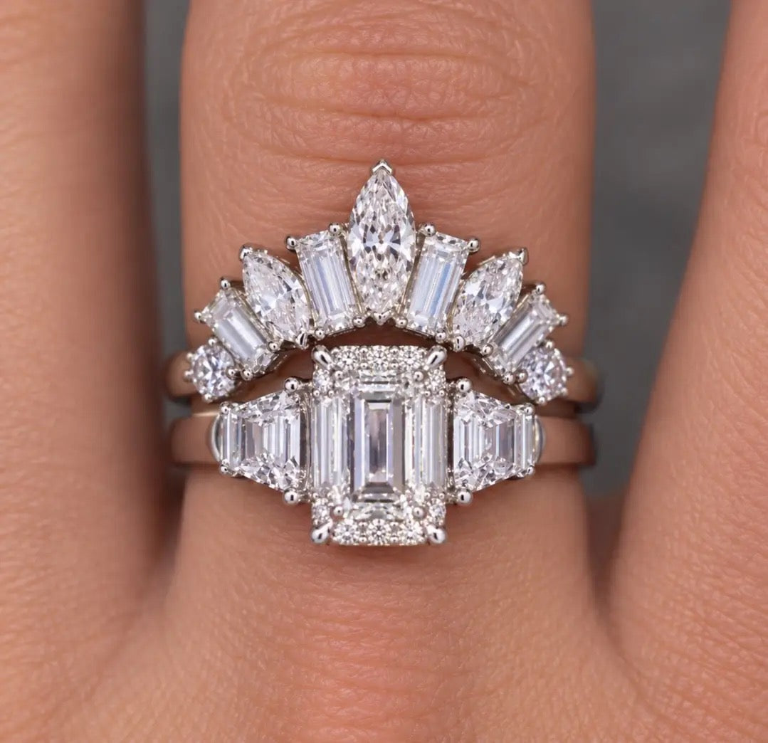 For Erin Bell, deposit for Matching Wedding band, total 0.8ct in 14K yellow gold, DE/VS-VVS( stack with 5ct Emerald Trilogy Engagement Ring)