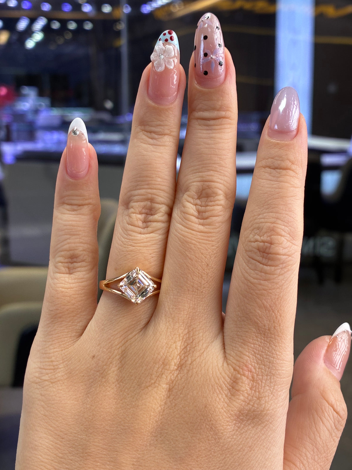 For Autumn, deposit for 3ct Asscher cut engagement ring, E/VS1, in 14k yellow gold
