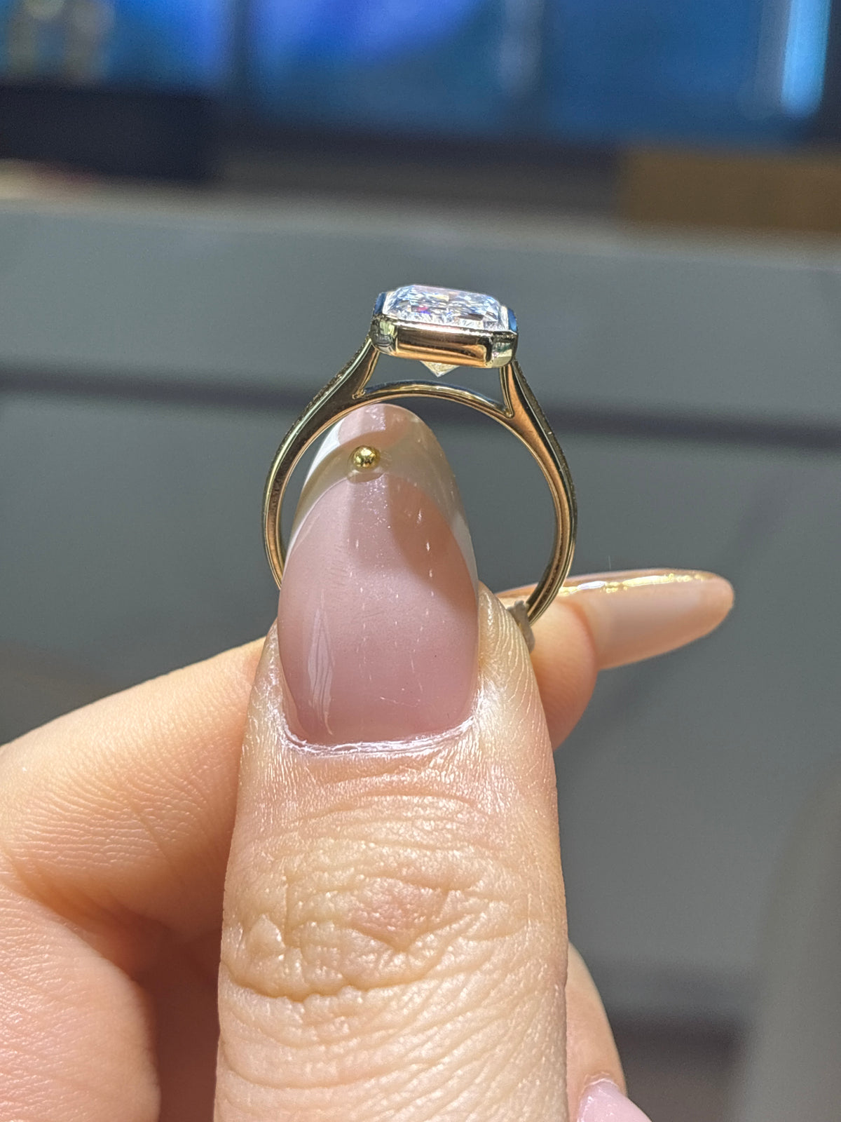 For Jess 14k yellow gold E/vs1 2.87 ct bezel radiant cut