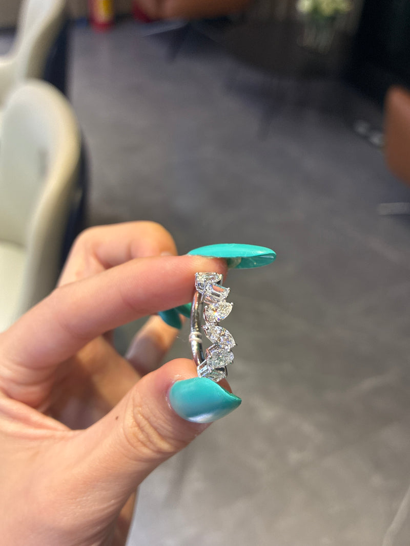 For Maria 18K solid gold 2.175ct with Oval-pear-emerald-marquise total 7pcs, DE color/ VS VVS(Ready to ship with IGI finished ring certified)