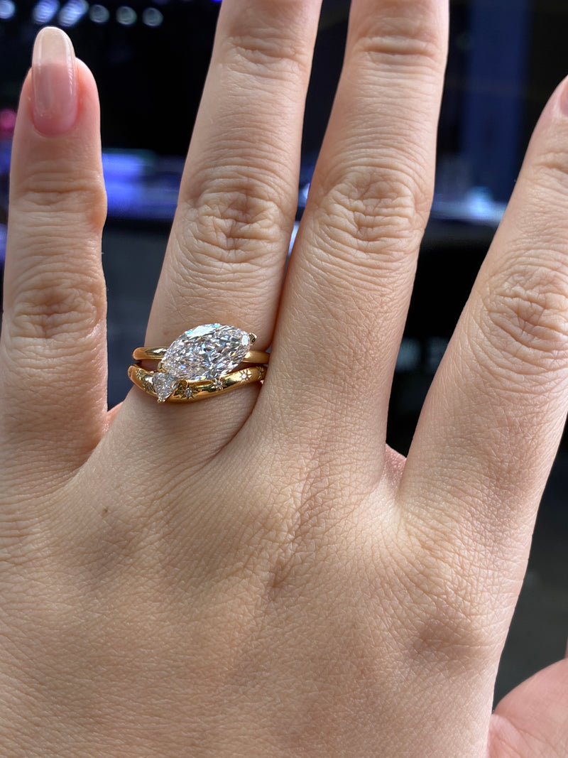50% Retainer For G, for custom set, 1ct Marquise, E/VVS2 east west ring with matching band