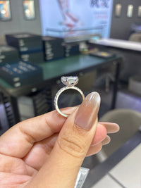 Deposit For LeAndrya 6ct 18k white gold radiant cut pave band with hidden halo