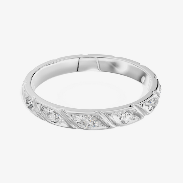 18K White Gold 0.16 Carat 7-Stone Round Lab-Grown Diamond Band Ring