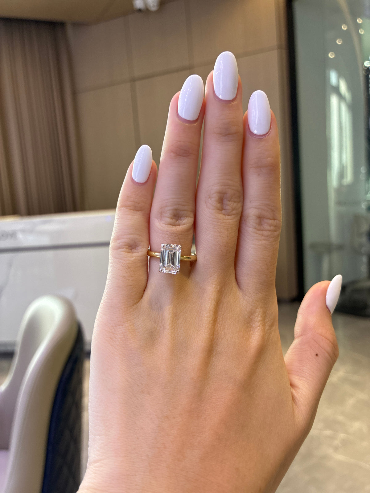 Deposit for Emily 14k solid gold 3ct EVVS2 emerald cut with hidden halo, 2tones