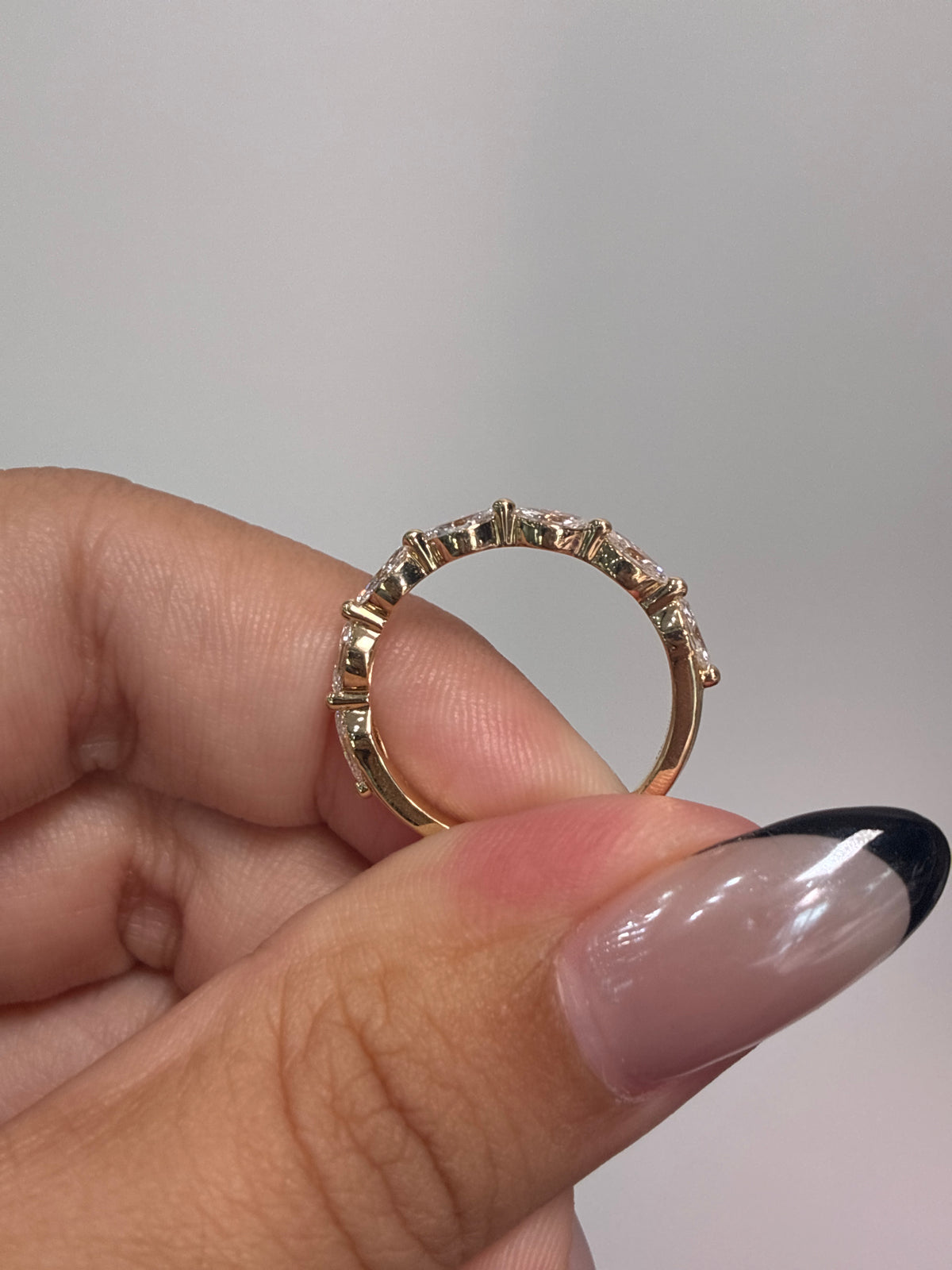 For Tessa 14k yellow gold marquis diamond band with 0.6ct diamonds on