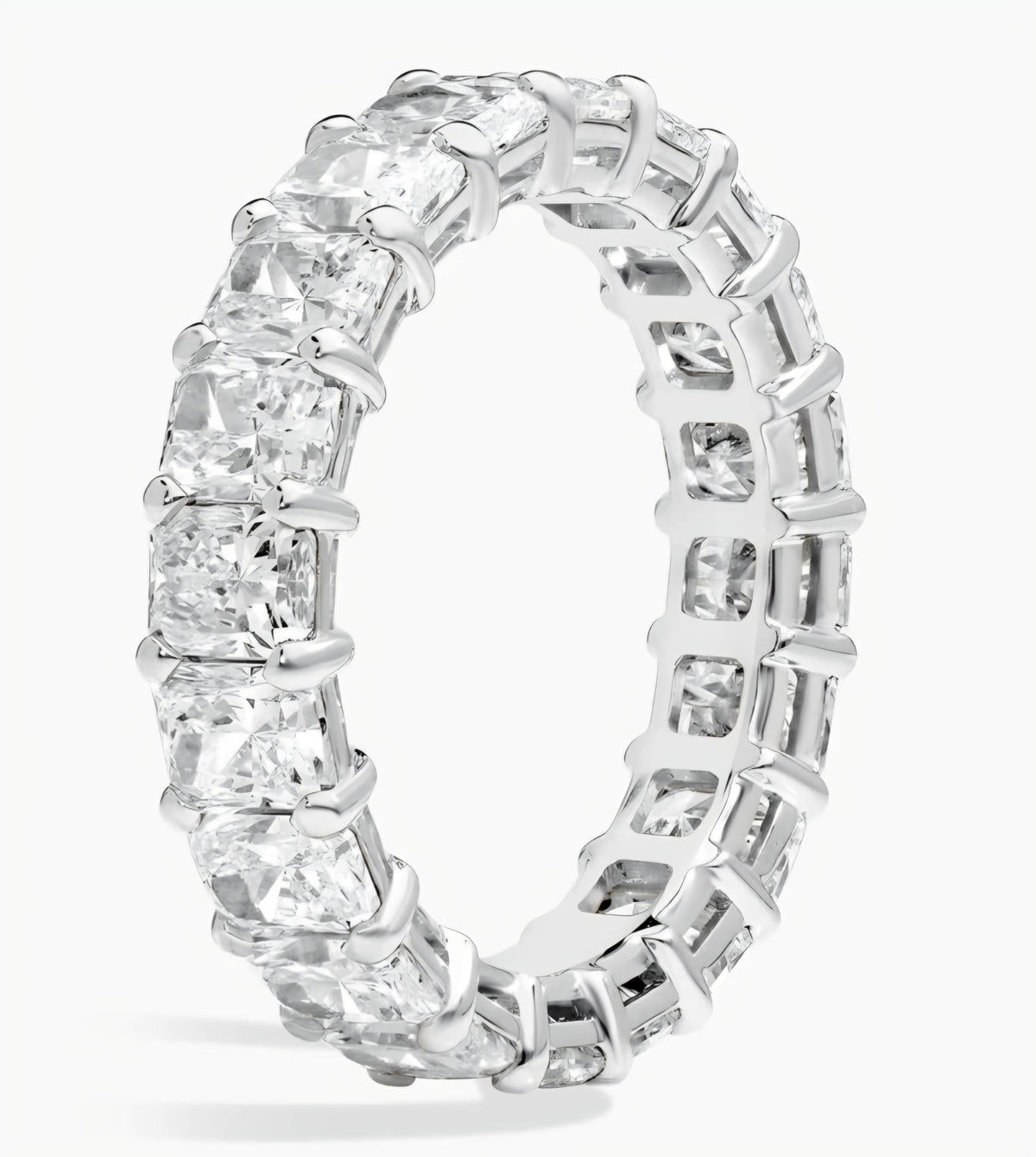 For Jay//Radiant Cut Full Eternity Diamond Band Ring//18K Solid white gold//20 Radiant Cut diamonds for total 4ct (20 points per)//D-E/VS-VVS//US Size 4.5