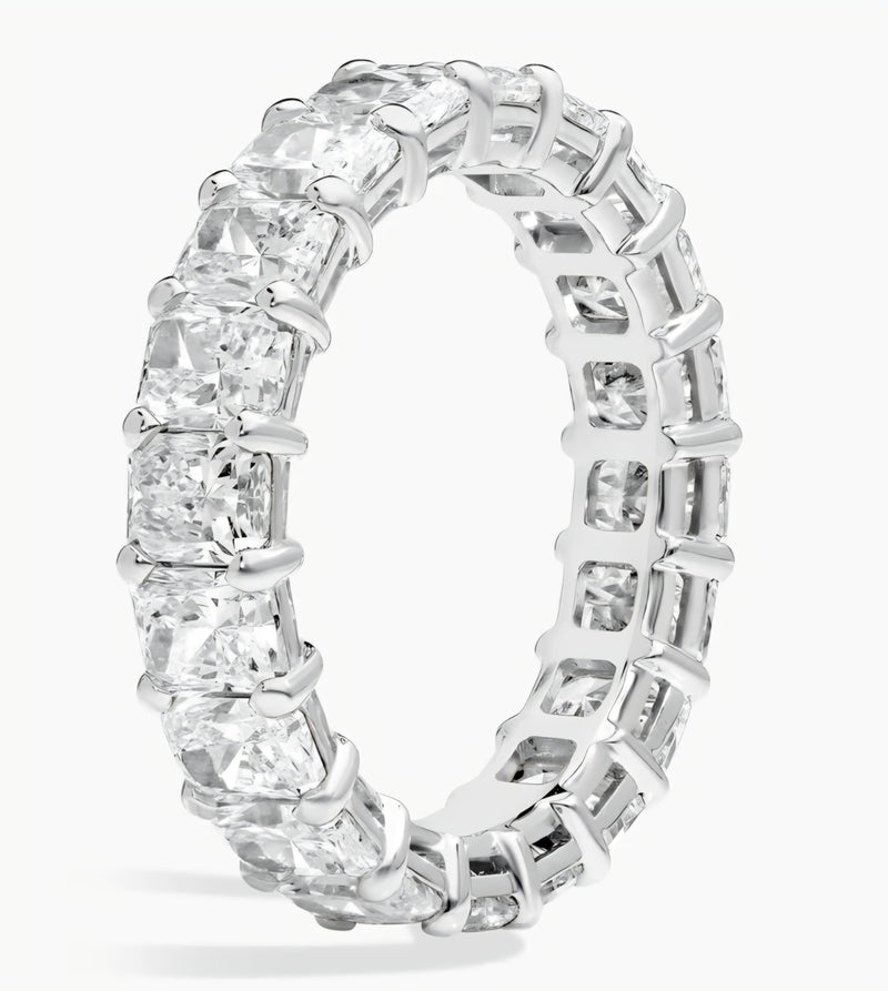 For Jay//Radiant Cut Full Eternity Diamond Band Ring//18K Solid white gold//20 Radiant Cut diamonds for total 4ct (20 points per)//D-E/VS-VVS//US Size 4.5
