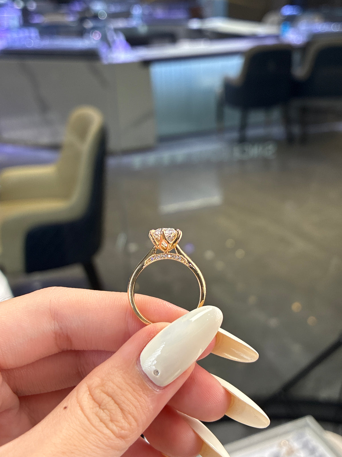 For Ola 14K solid yellow gold 2.51ct E/VVS2 with 0.05ct bridge stones, flower basket ring(ready to ship)
