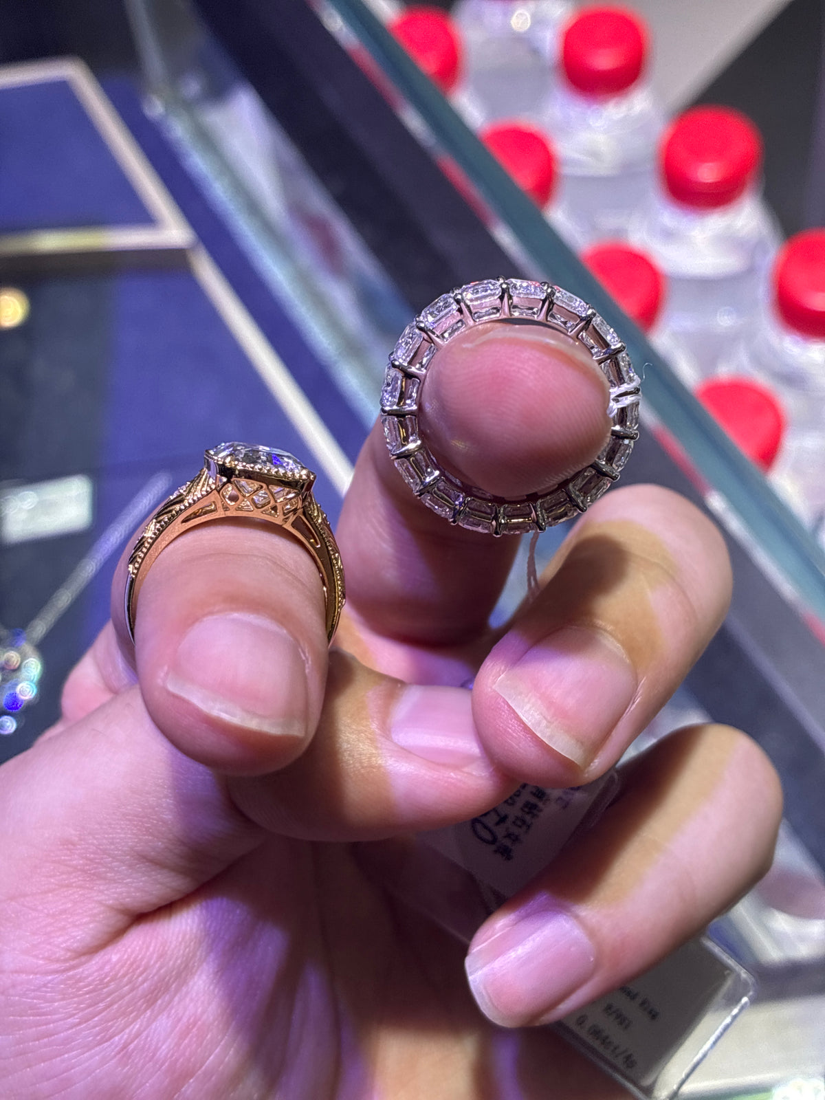 For keributler5,a set,18k yellow gold main stone 5.1ct E/VS1 side stone 0.064ct and 18k white gold elternity ring almost 11-12ct D-E VS,VVS Customize