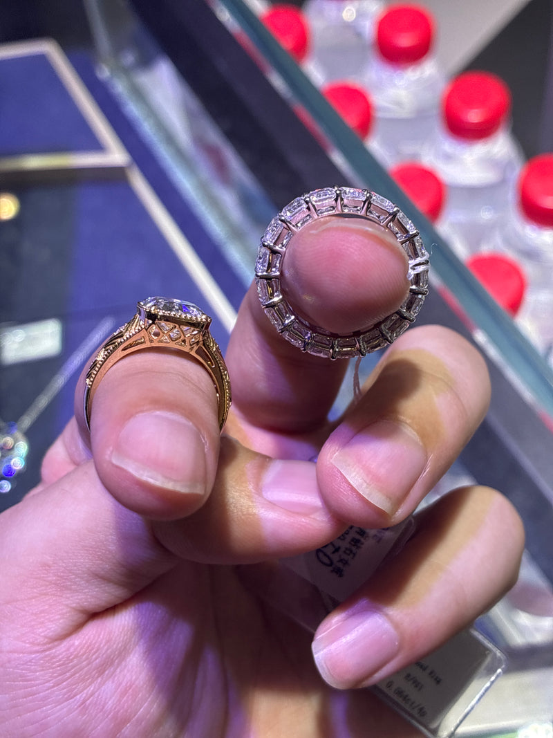 For keributler5,a set,18k yellow gold main stone 5.1ct E/VS1 side stone 0.064ct and 18k white gold elternity ring almost 11-12ct D-E VS,VVS Customize