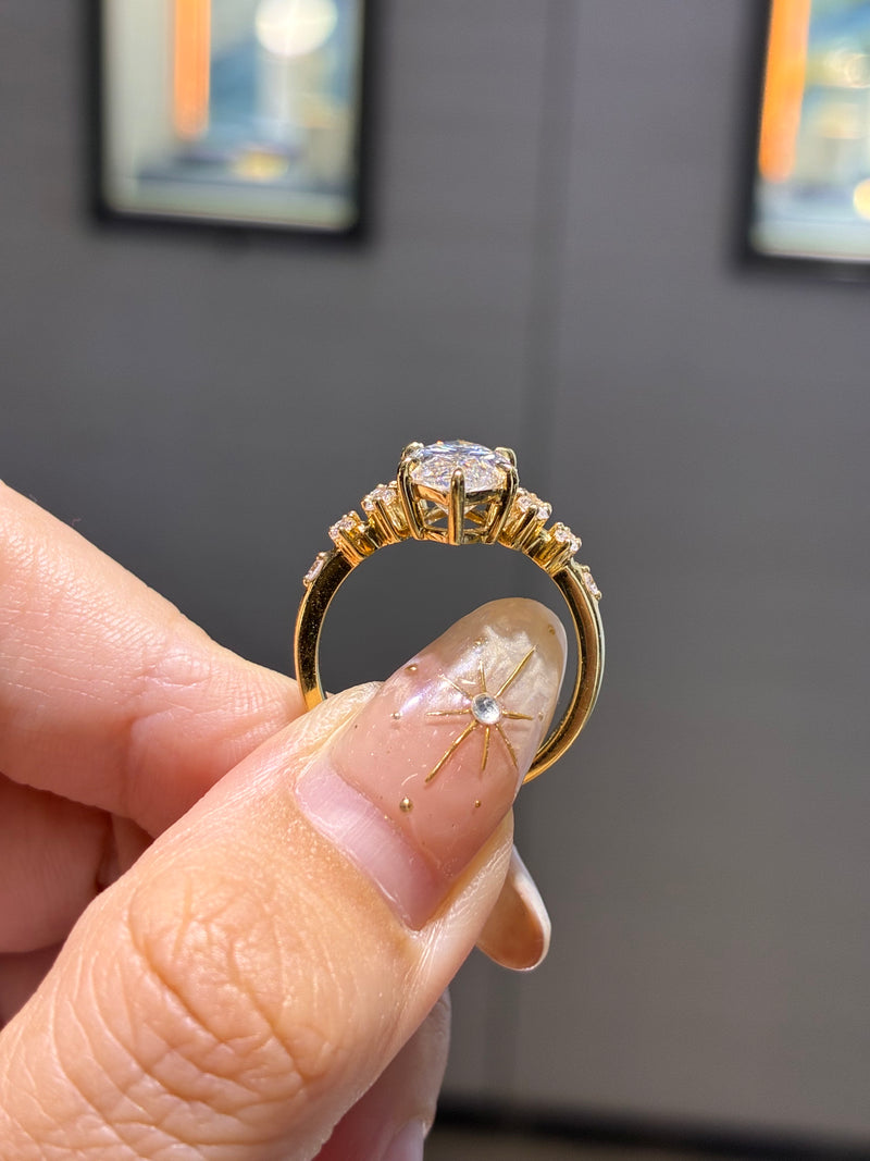 For Honey, Deposits 5ct Marqui Lab Diamond Ring, D/VS1, 14k