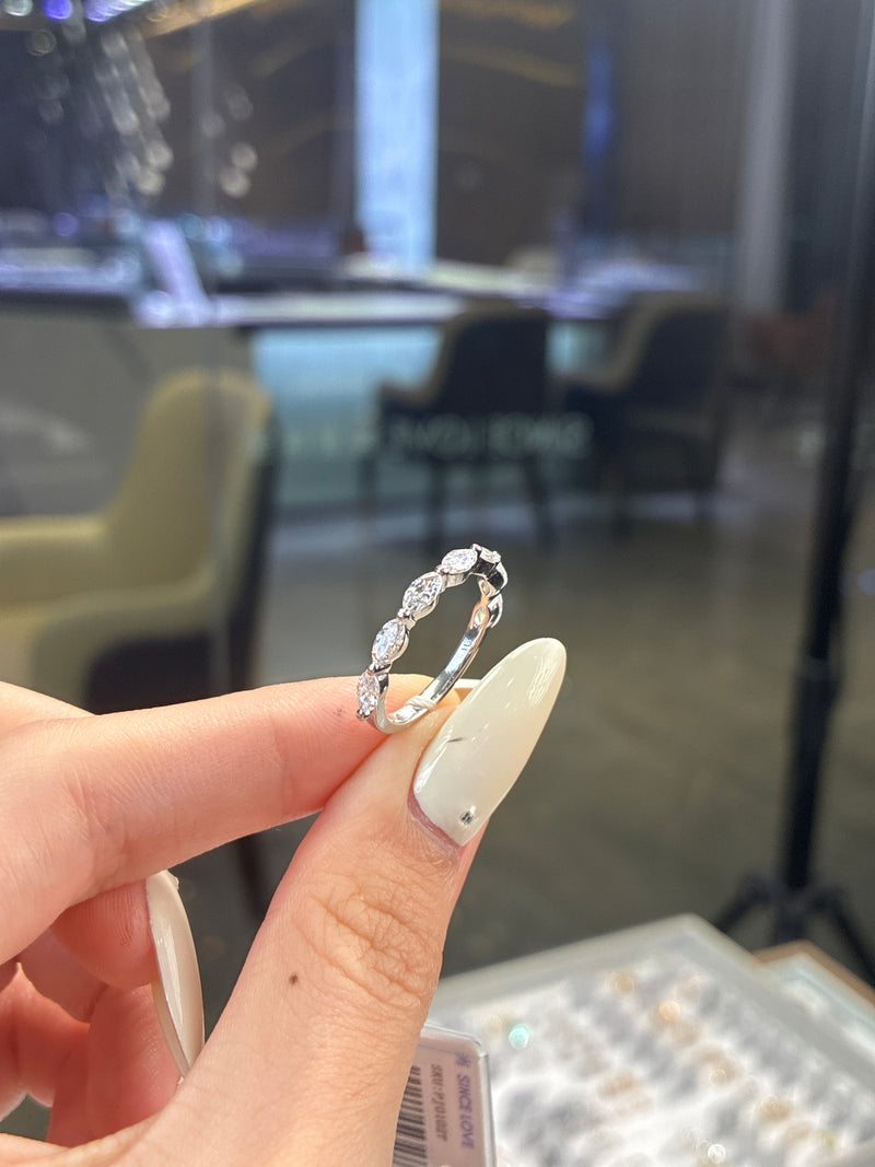 Deposit For Tammy 14K solid white gold with marquise bubble band
