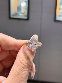 For Honey, Deposits 5ct Marqui Lab Diamond Ring, D/VS1, 14k