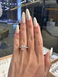 Deposit for LoveyLove 14K solid white gold setting for a 4.11carat pear diamond with 0.495ct pave band