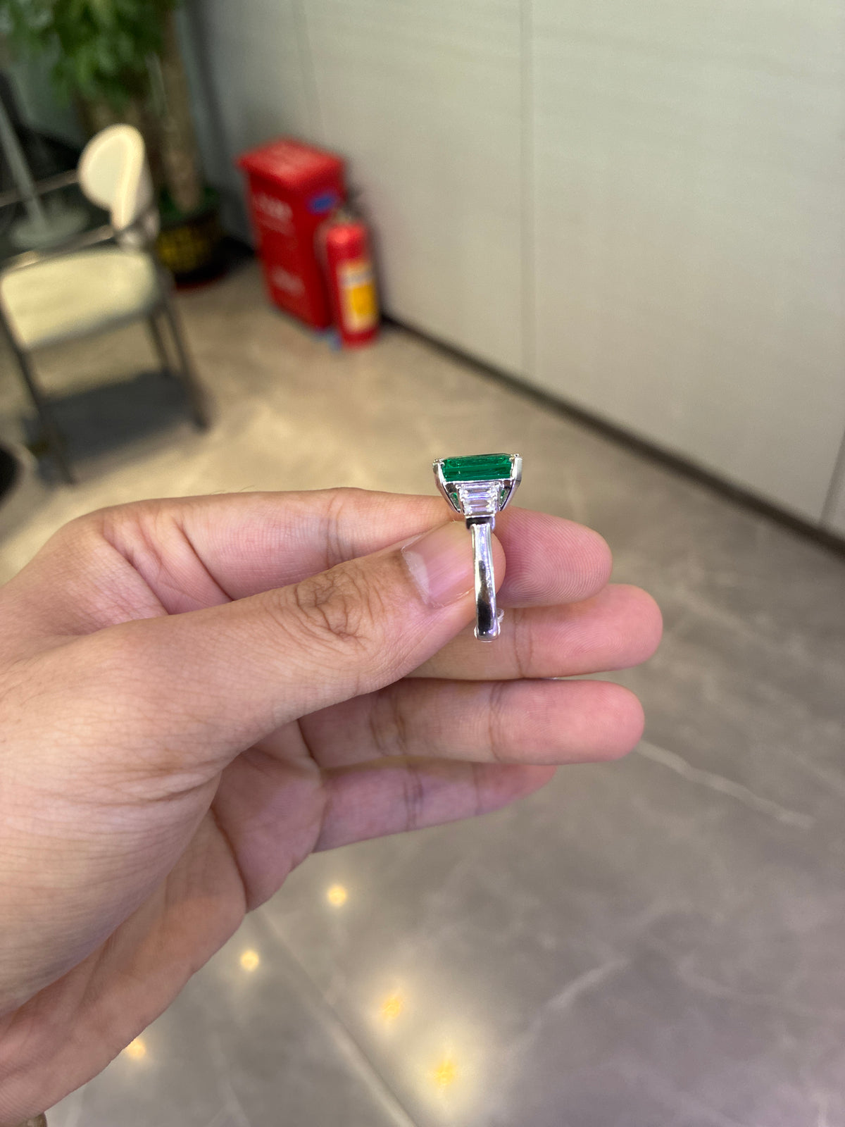 For Lostnfound 14k yellow gold ring with 3ct emerald stone