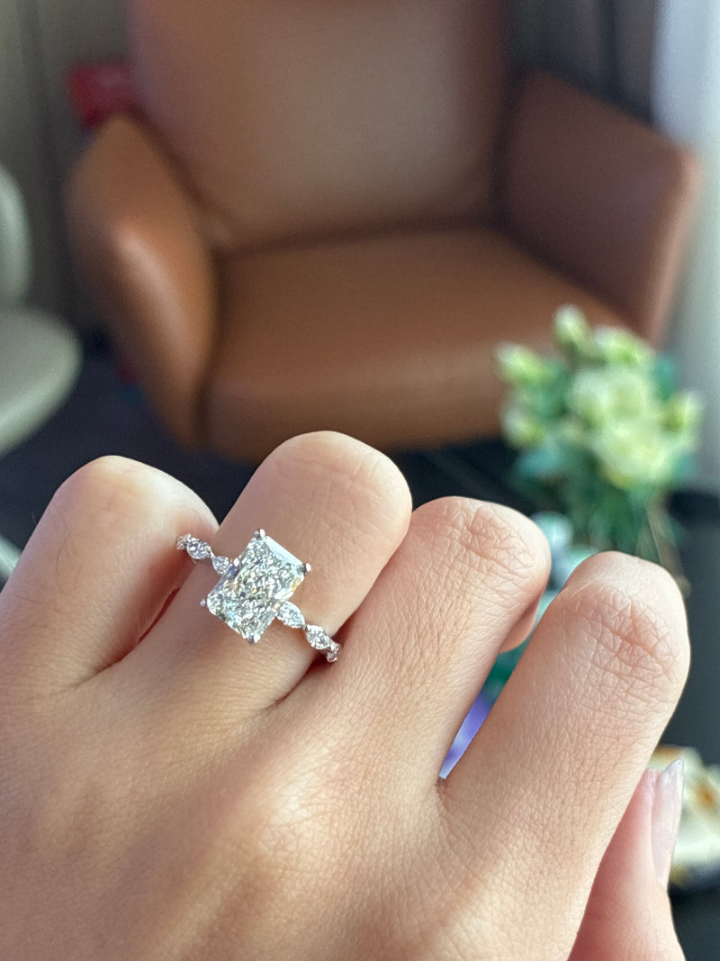 Deposit for iam_Adwoaa, 14K White gold 2ct radiant cut with hidden halo and bubble band