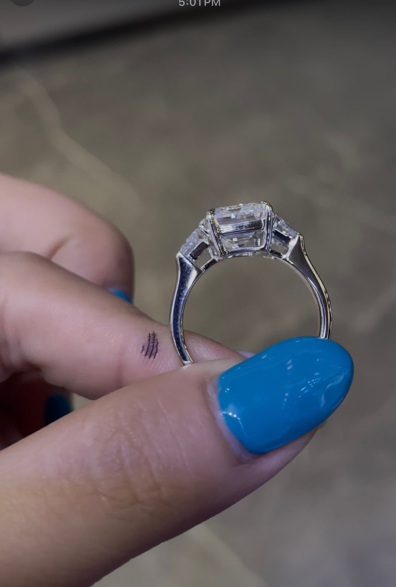 Remaining balance For Erin Bell 14k white gold three stone ring with 5ct diamond And 1.1ct side diamonds