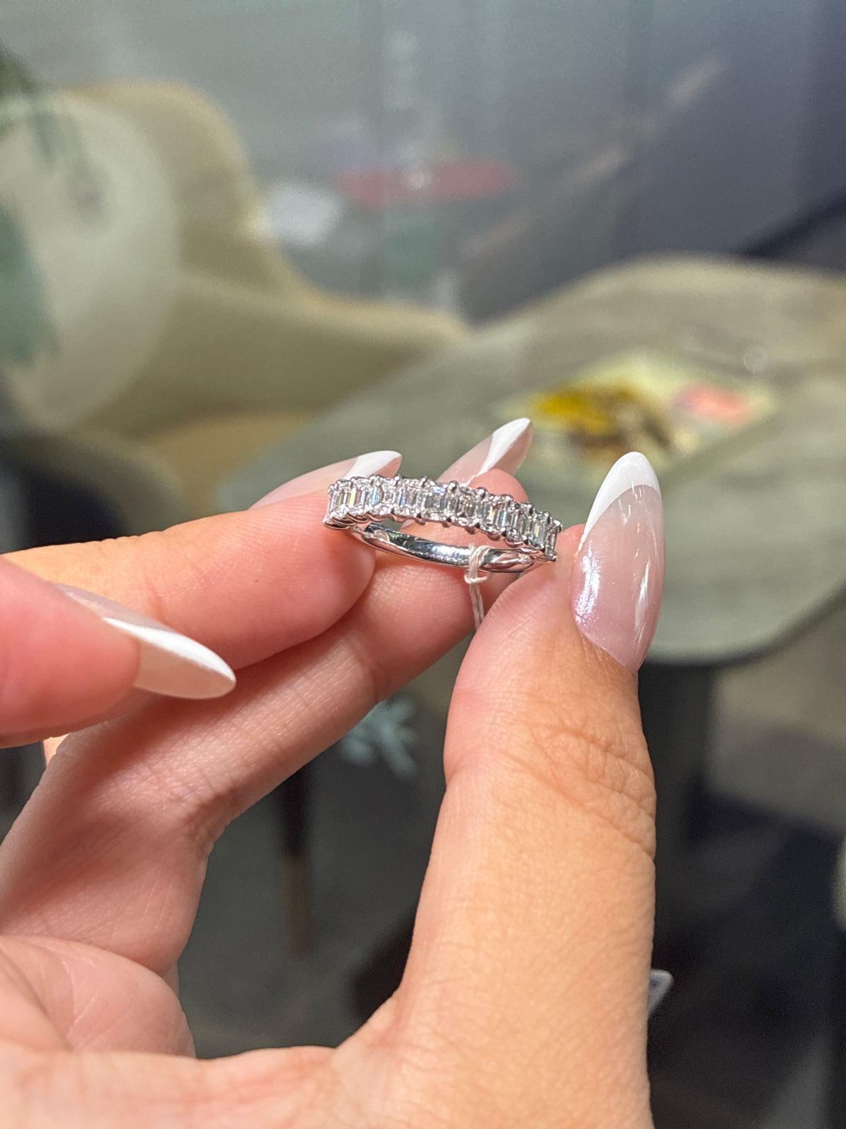 Customize 14k yellow gold for Martha Love ring and emerald cut 1.1ct eternity band