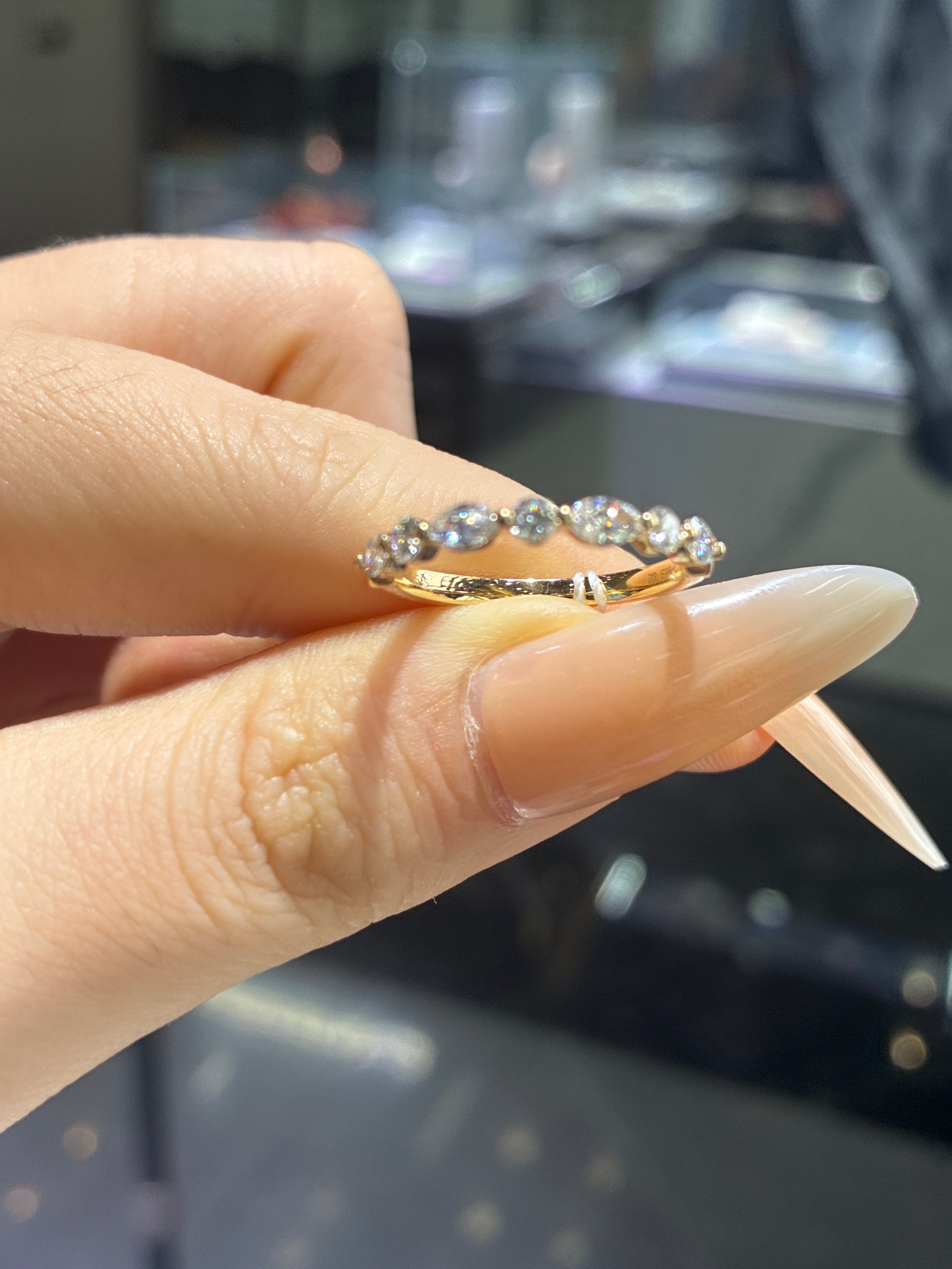 For Cindy 14k gold total 0.598carat marquis and round band