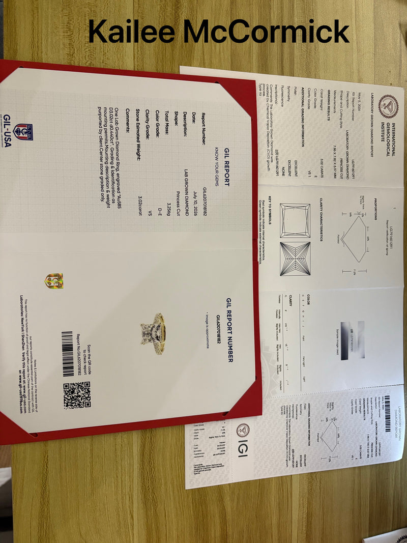 Remaining balance For Kai 14K yellow 3.02ct princess cut E/VS1 with hidden halo and half pave, with half pave princess cut band