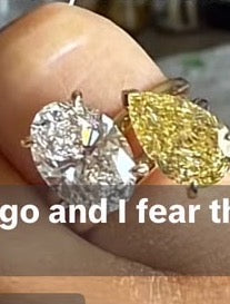 Deposit for Veronica Castellanos 14k yellow gold, 1ct intense yellow pear shape diamond with VS1 clarity+1ct oval shape with D color and VVS2 clarity