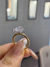 For Aa 18k yellow gold E/vvs2 main stone 4.09ct radiant cut