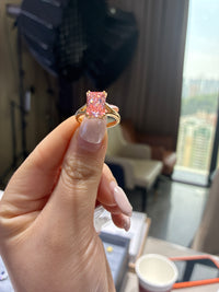 For Wister 18k gold fancy pink vs1 radiant cut ring total 3.111 carat