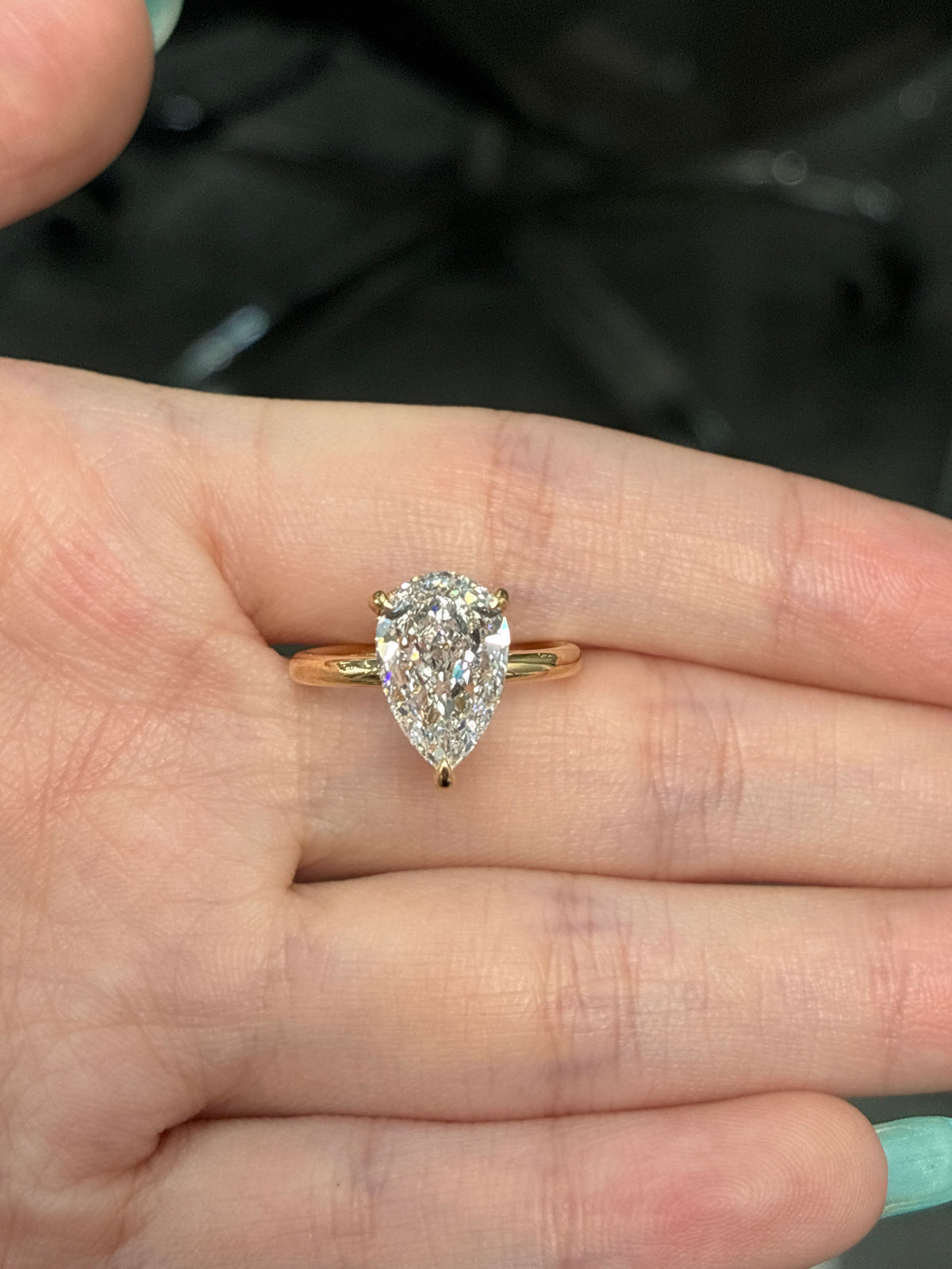For Amanda Customization 14K yellow solid gold 3.45carat D VVS2 with hidden halo&half pave band, 3mm width