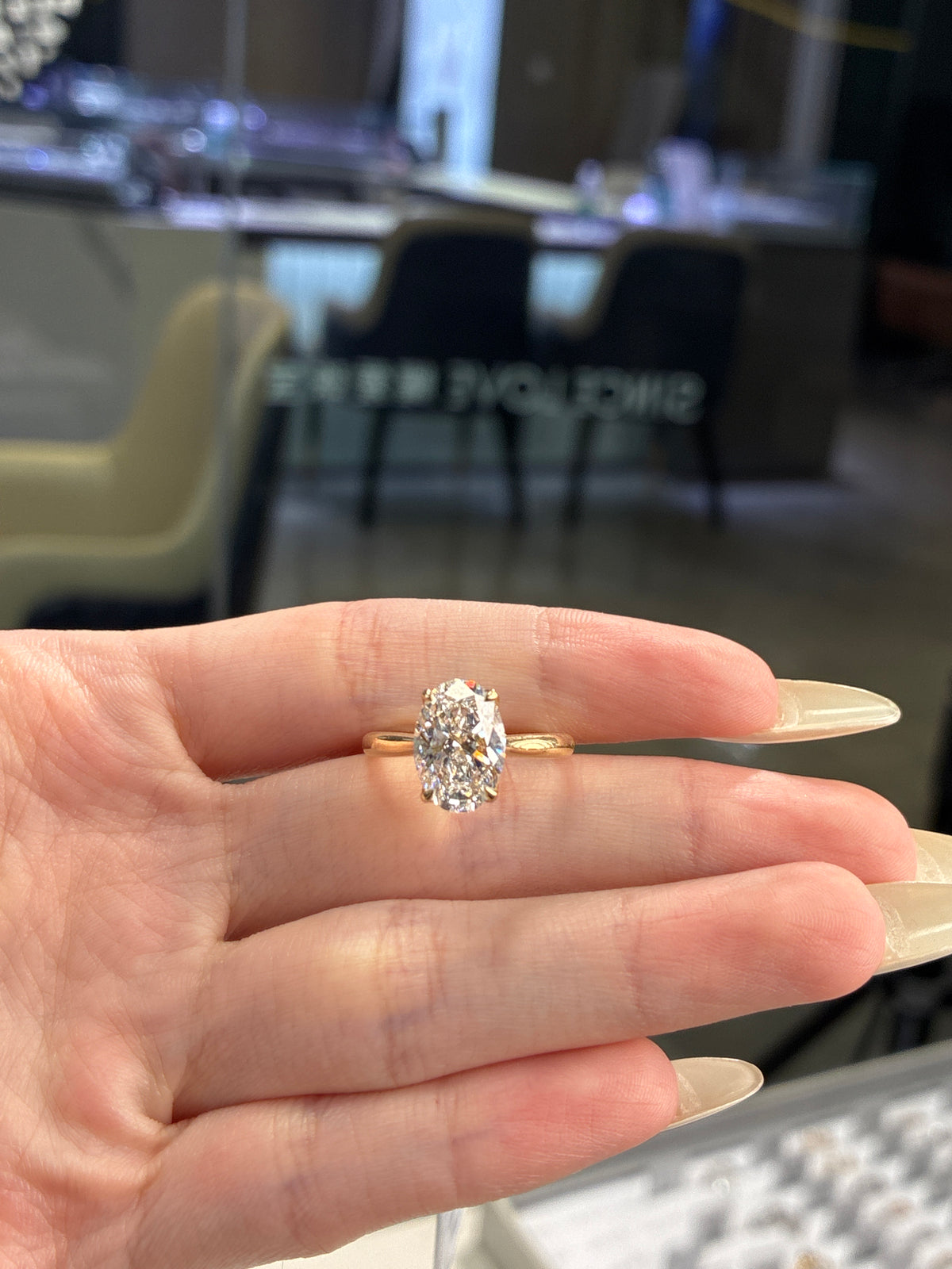 For twon 14K solid yellow gold 3.03ct oval E/VVS2 with 0.113ct hidden&bridge stones, cathedral design with flower basket ring(ready to ship)