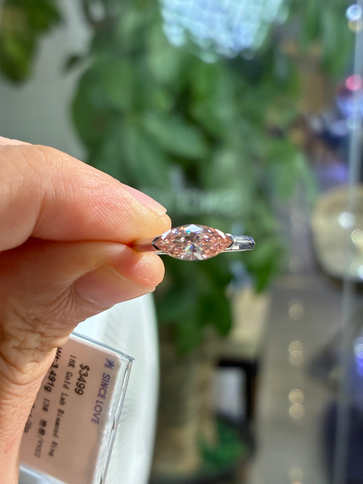 Deposit For Abbie, 1ct pink marquis diamond in 14k yellow gold, East west setting