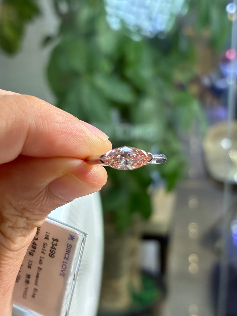 Deposit For Abbie, 1ct pink marquis diamond in 14k yellow gold, East west setting