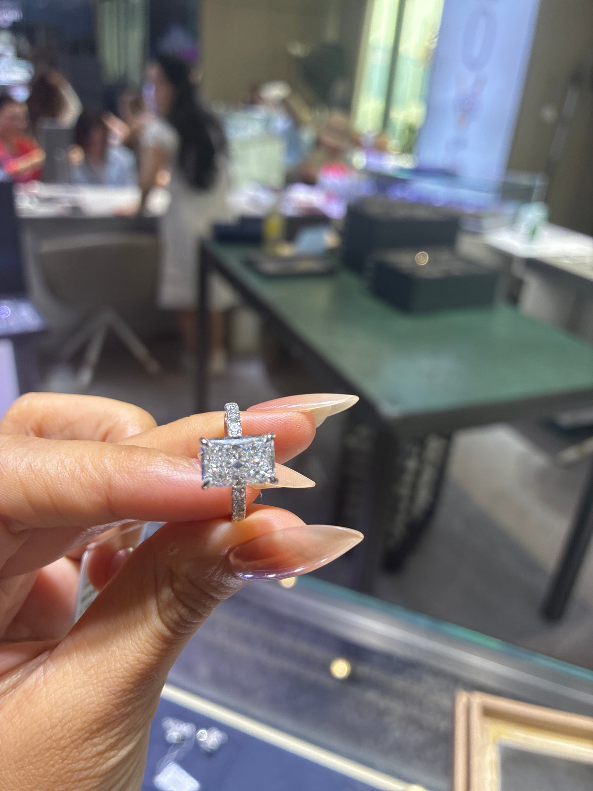 for Leah (18k radiant , 3.5ctw, E, VS1)