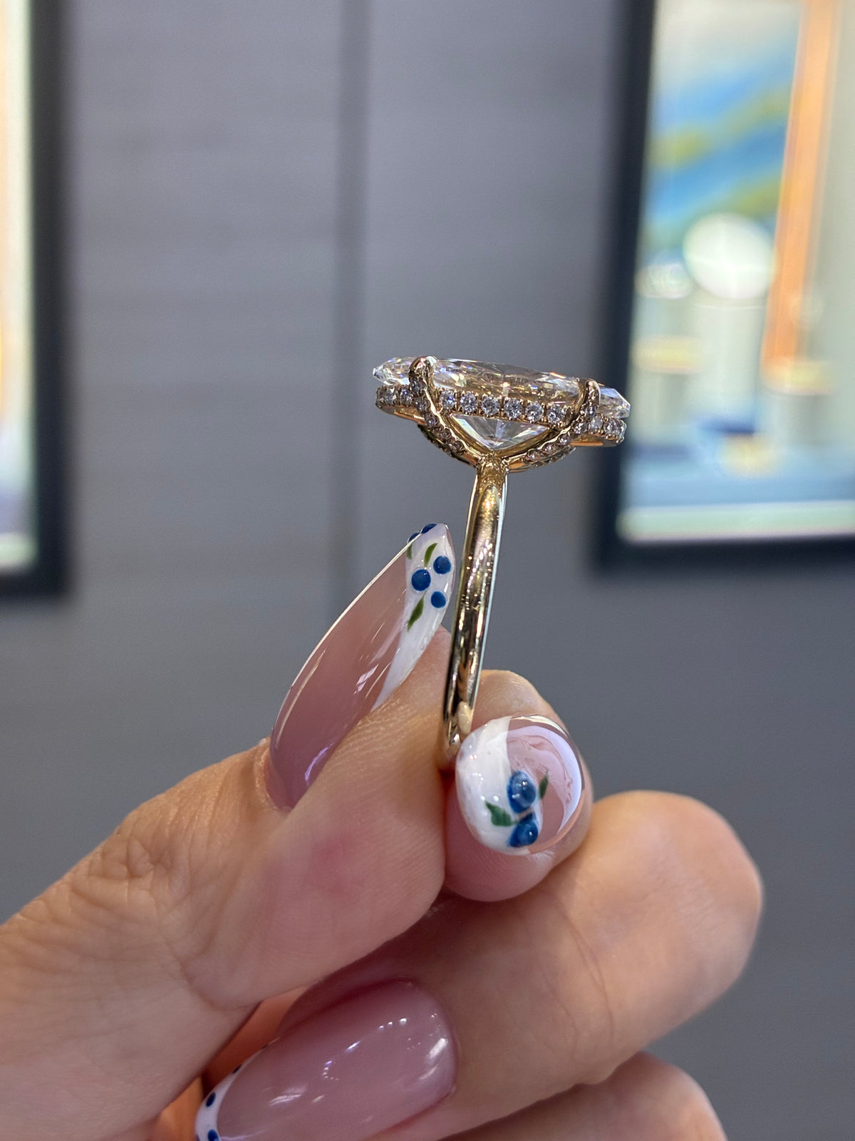 For Kate, deposit for 5ct Moval lab Diamond Ring, E/VS1, 14k yellow gold
