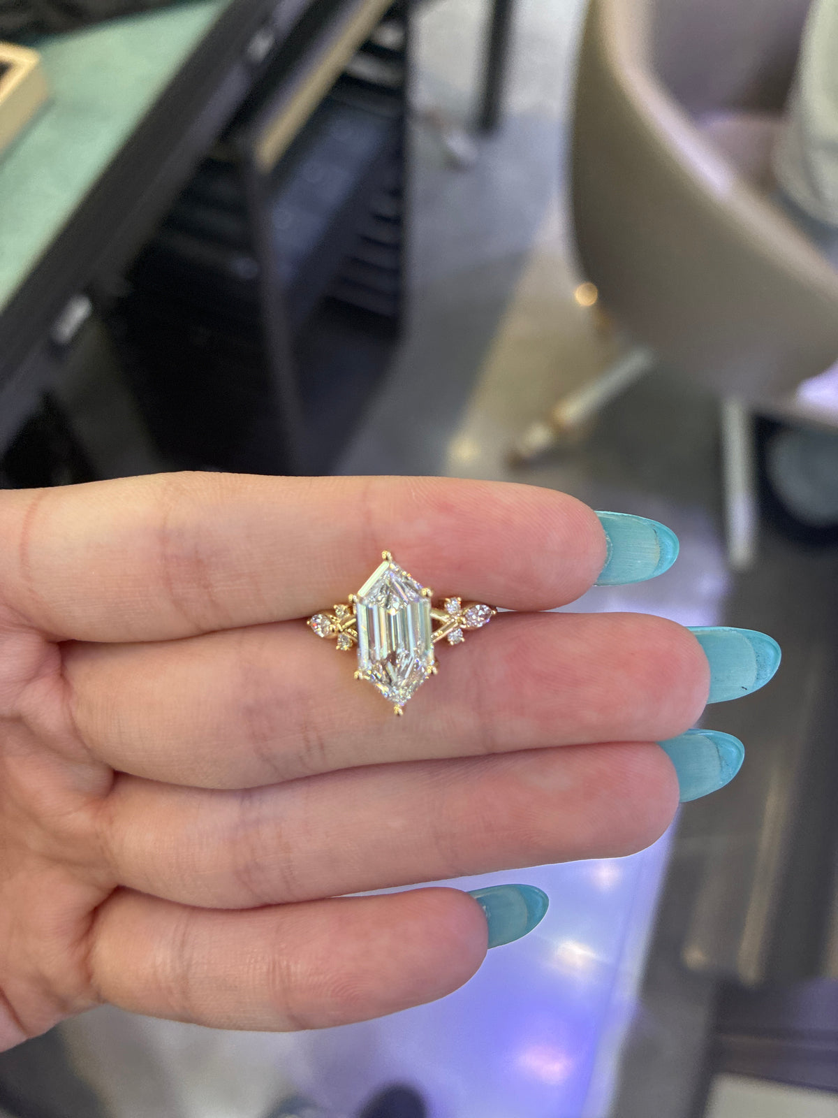 For Naeohmyy 18k yellow gold dutch marquise 3carat E vs1 ring with 0.24 side stone
