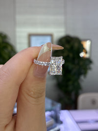For eviee 14k white gold E/vs1 main stone 3ct radiant cut ring