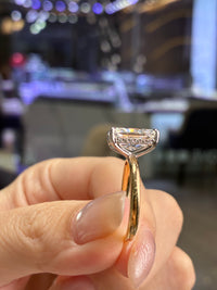 Deposit for Seraphina, 14K solid yellow gold solitaire ring, 3carat radiant, D/VVS2, with 0.147ct hidden halo