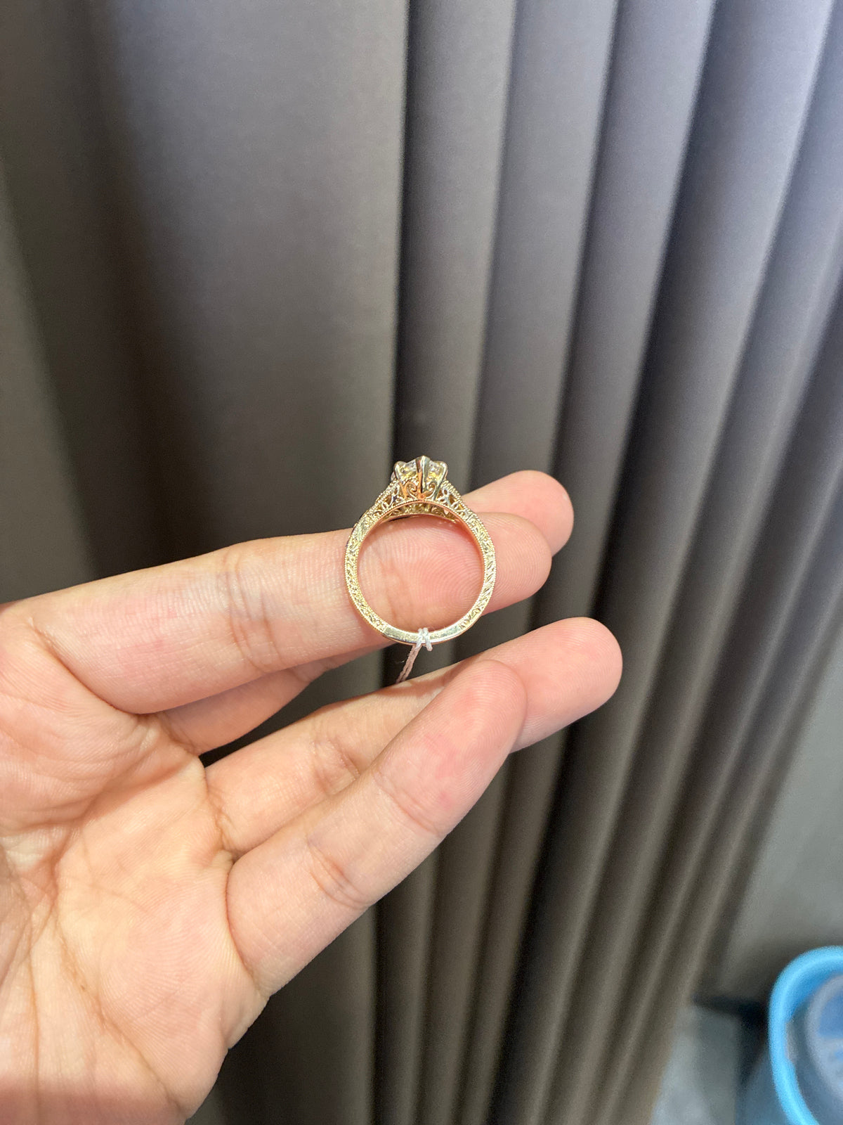 For Coeisha 14k yellow gold ring with 3ct E VS1 diamond And 0.365ct side diamonds