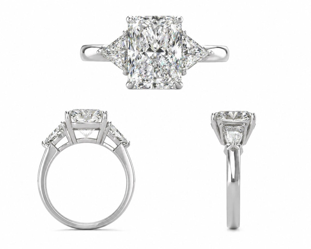 For Nancy Yang Lee,deposit for main stone radiant cut 3ct ,three-stone style,14k white gold