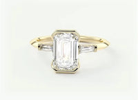 Deposit for Lila 14K solid yellow gold 1.5carat emerald D VVS2 3stone design