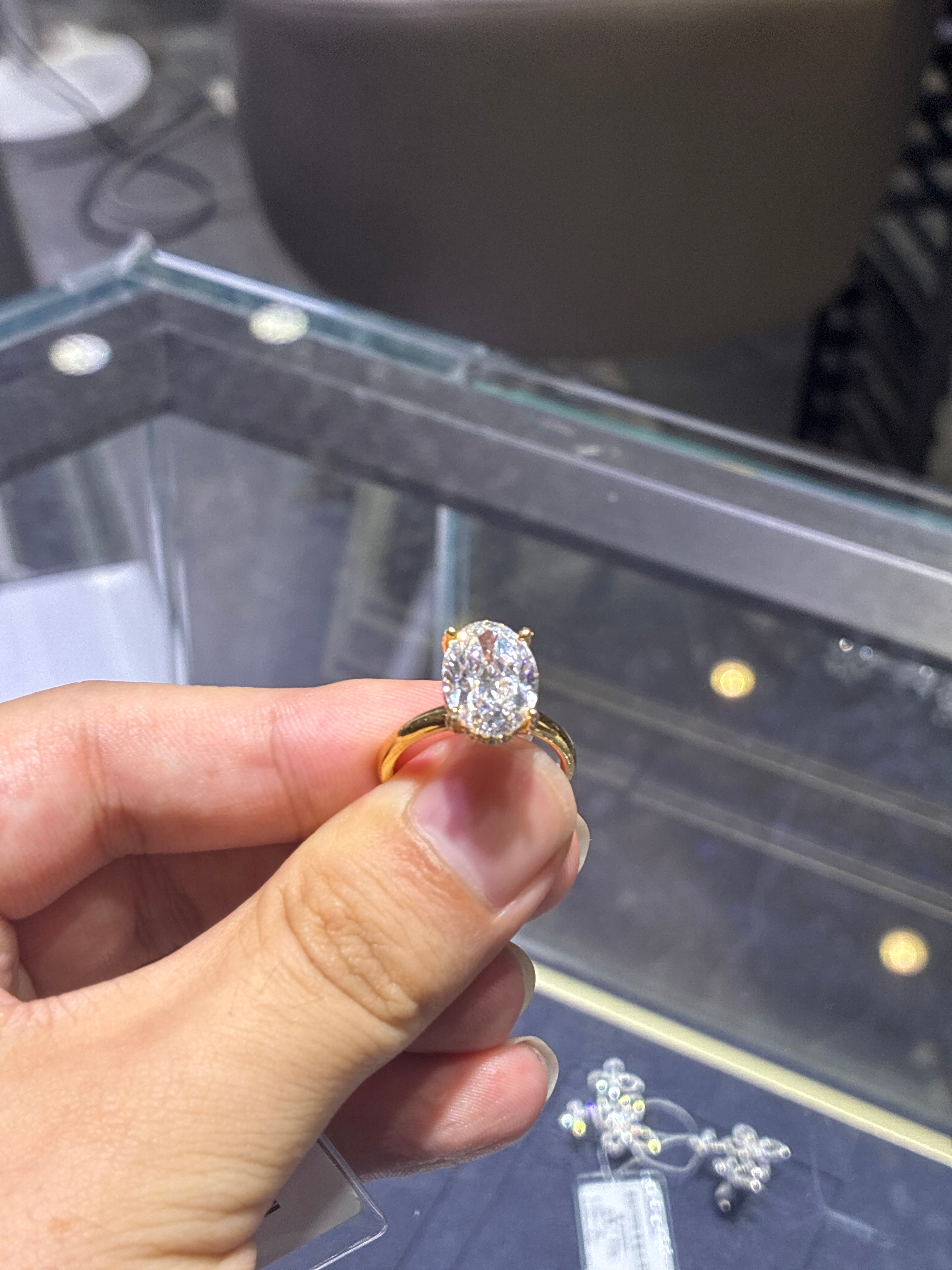 Deposit For Marlon Paz,14k yellow gold ,oval cut 5.06ct D/VS1 side stone 0.257ct