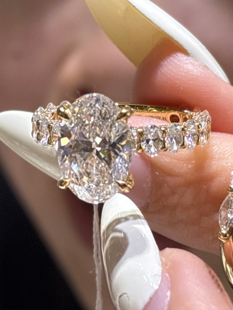 Deposit for Georgina 14k yellow gold, 3ct oval cut diamond with E/VVS2, 2ct totally band, size 7