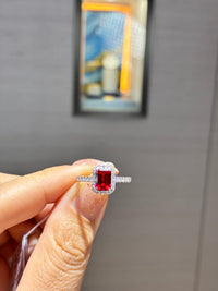 For Quennie, Custom Ruby Lab Diamond Ring, 1.365ct+0.377ct, 18k yellow gold