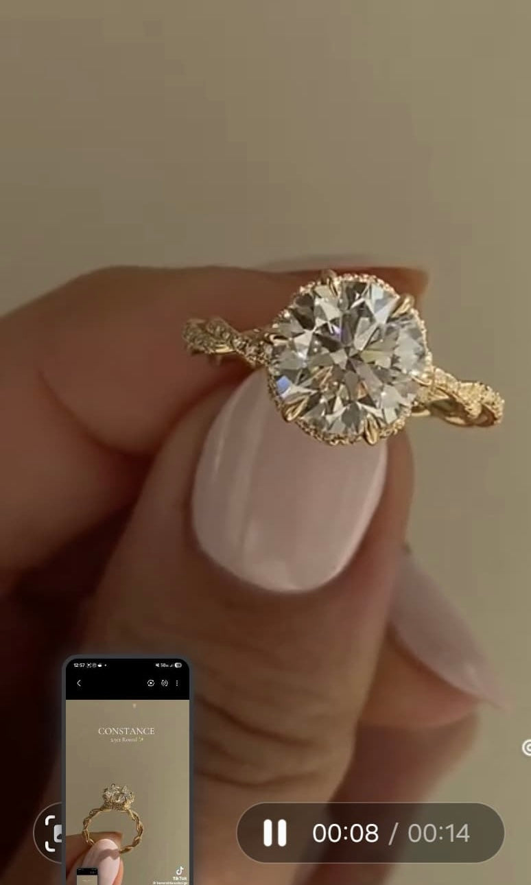 Remaining Balance for Albita, 3ct round E/VVS2, 14k yellow gold, 2.4-2.6mm band