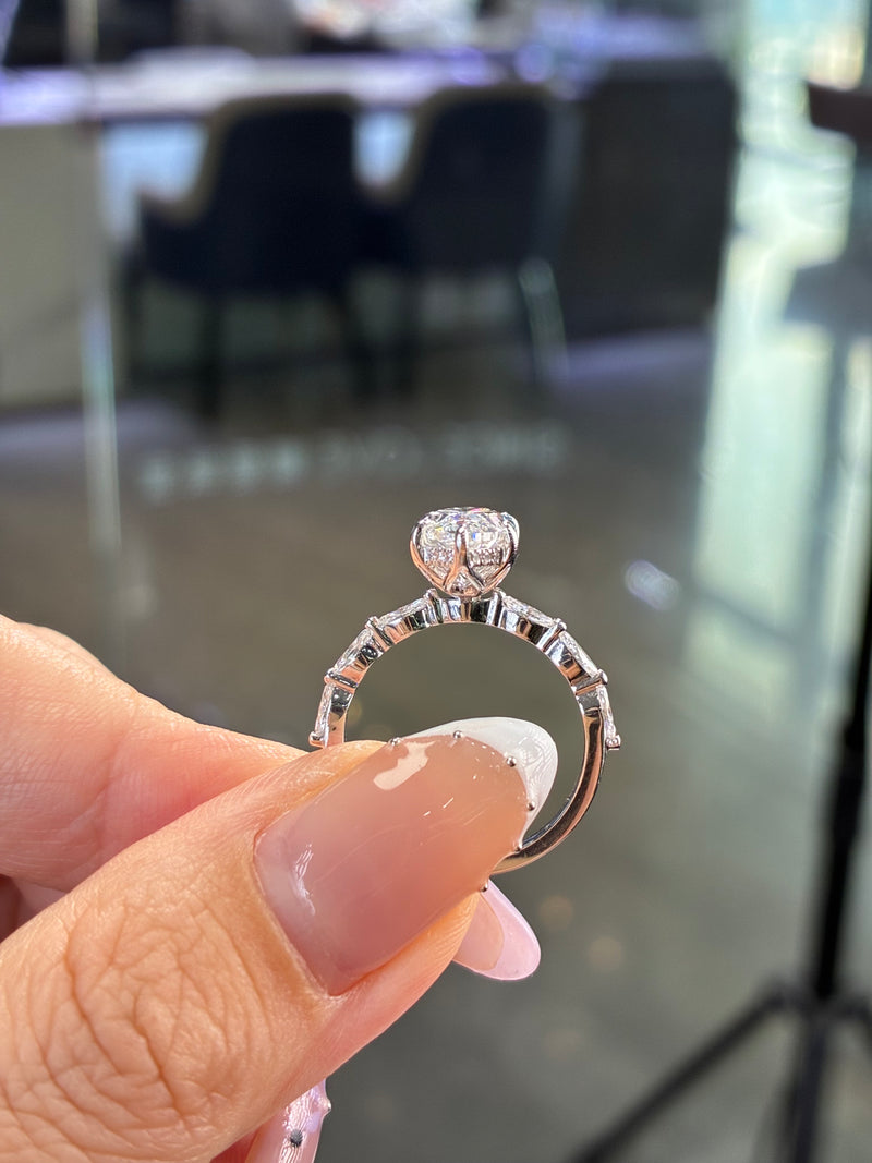 For Brandi, 2.51ct Marquise Center diamond with 0.441ct marquise pave band, E/VS1, in 14k white gold